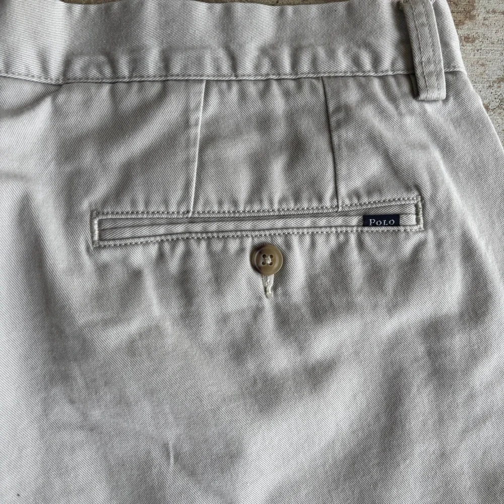 Polo Ralph Lauren Shorts Men 34 Classic Fit Chino Khaki Flat Front Beige Stretch